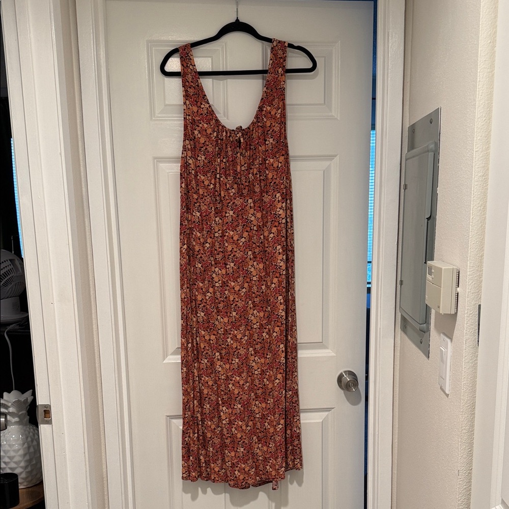 Floral Sleeveless Maxi Dress in Rust